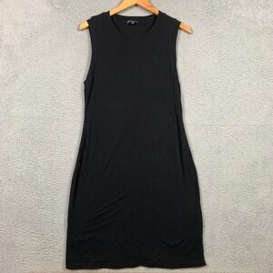 James Perse Tank Dress Size 3 Large Black Sleeveless‎ Stretch Jersey Knit Crew